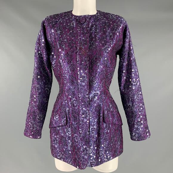 GEOFFREY BEENE Size M Purple Sequined Evening Blazer - Picture 1 of 4